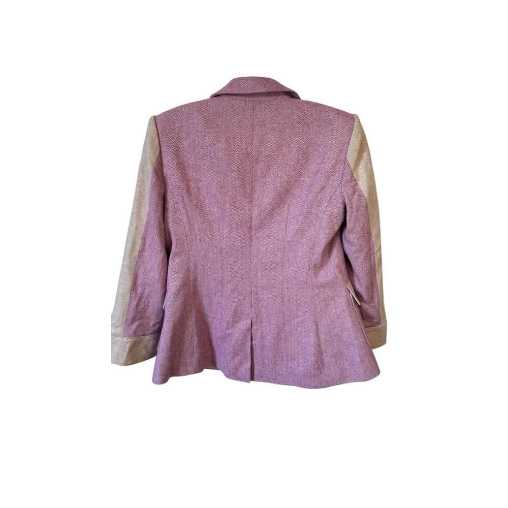 CINQ A SEPT Lana Blazer in Canyon Rose & Light Acorn Wool Blend Herringbone Sz 2 - Picture 9 of 14